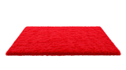 Vibrant Red Plush Carpet Texture Isolated on white background