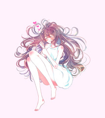 眠る女の子　笑顔　ハートマーク