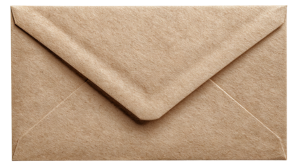 Closed beige envelope on transparent background — high-resolution PNG cutout ideal for stationery mockups, invitations and greeting cards, branding and packaging design, e-commerce listings