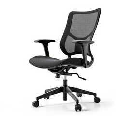 Fototapeta premium Modern Ergonomic Office Chair with Mesh Back and Adjustable Height isolated on White Background