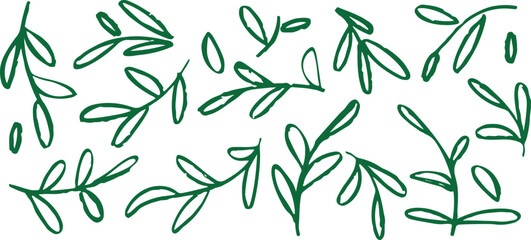 Leaf Vector Art with Botanical Illustrations, Hand-Drawn Style, Greenery, Decorative, Minimalist, Natural, Black and White, Creative, Organic, Elegant, Illustrative, Whimsical, Fresh, Detailed, Artist