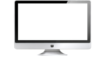 Sleek computer monitor isolated on transparent background — high-resolution PNG-style cutout for product mockups, UI/UX presentations, e-commerce thumbnails, tech branding, web & app design, and print