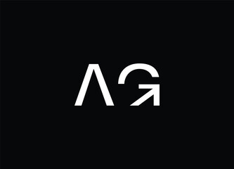 Minimalist Logo Design: Simple and clean initials AG in a modern font, set against a stark black backdrop, embodying sophistication and a sense of understated elegance.