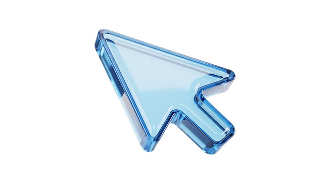 Transparent blue cursor pointer isolated on a transparent background