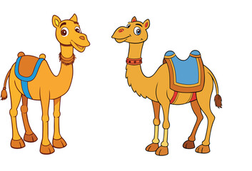 Set of Decorated Desert Camel Vector Illustrations