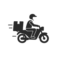 Silhouette of delivery person on motorcycle with package