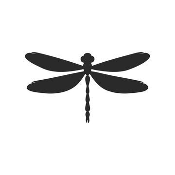recommend clip art: Silhouette of a dragonfly with outstretched wings on white background