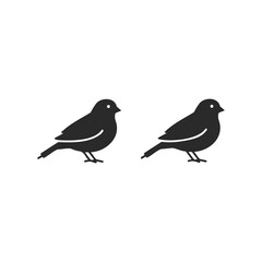 Fototapeta premium Silhouette of two birds facing right on white background - simple bird design