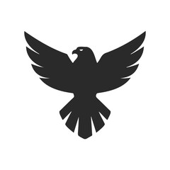 Obraz premium Black silhouette of a flying falcon with outstretched wings