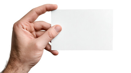 Obraz premium Hand holding blank paper label — high-resolution isolated mockup on transparent background (PNG), realistic cutout for branding, packaging, price tag, sticker, and advertising design presentations