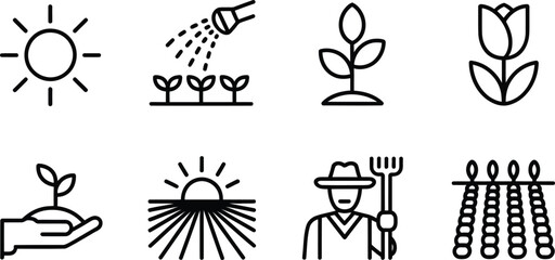Vector illustration set of agriculture and farming icons for design and decoration needs and projects