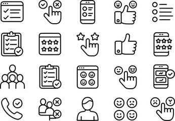 User experience feedback form icons vector illustration for website and mobile app design system