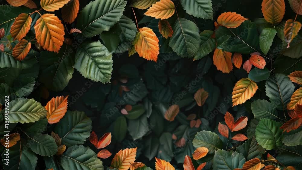 Poster a bundle of leaves arranged in a circular shape