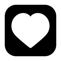 Minimalist rounded square heart icon, representing favorite or love
