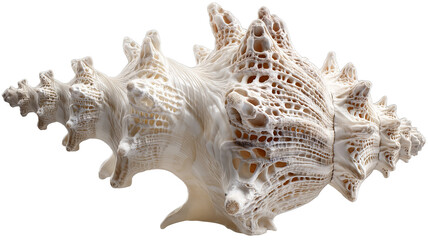 Fototapeta premium White seashell sculpture isolated on transparent background — high-resolution PNG-style cutout for coastal decor, beach wedding invitations, nautical branding, packaging, web & app UI, print templates