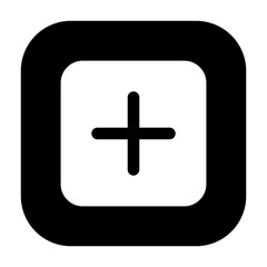 Obraz premium Minimalist rounded square plus icon, representing add or new