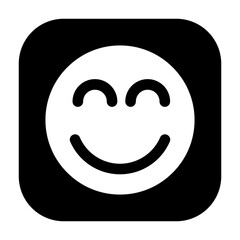Minimalist rounded square smiley face icon, representing emotion or feedback