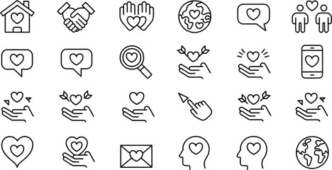 Love and relationship icons vector set for valentine s day wedding and dating concept design element