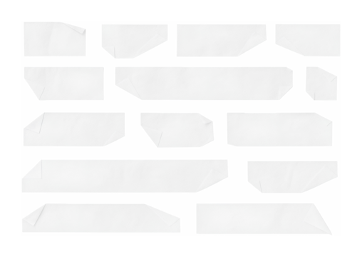 set of adhesive tape pieces on transparent background