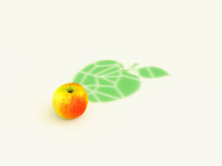 Apple with geometric green shadow symbolizing nutrition and health
