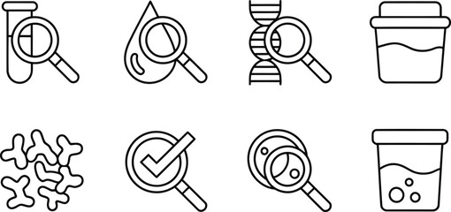 Medical laboratory tests and analysis vector icons for healthcare and scientific research use case design