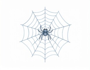 Spider in a Blue Web on a White Background Vector Graphic Element Artwork