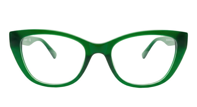 Isolated Green Cat-Eye Glasses