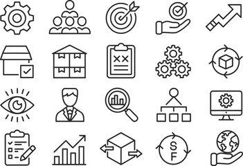 Business strategy icons set vector illustration for management planning and organization success