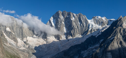 The Grand Jorasses peak in the evening light.