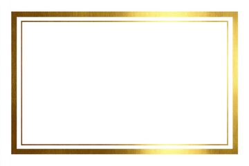 Golden rectangular frame on white, comprised of two thin borders. Elegant and simple design with a textured metallic look