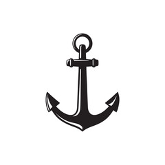 vector silhouette of a ship or boat anchor with a white background