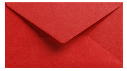 Red envelope with blank letter inside — high-resolution PNG cutout on transparent background, isolated with copy space for text, ideal for invitations, greeting cards, love notes, holiday mailers