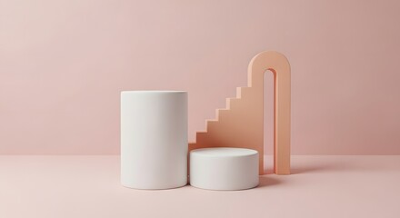 White Cosmetic Jars with Silver Lids on Wooden Table, Beauty Product Packaging Mockup