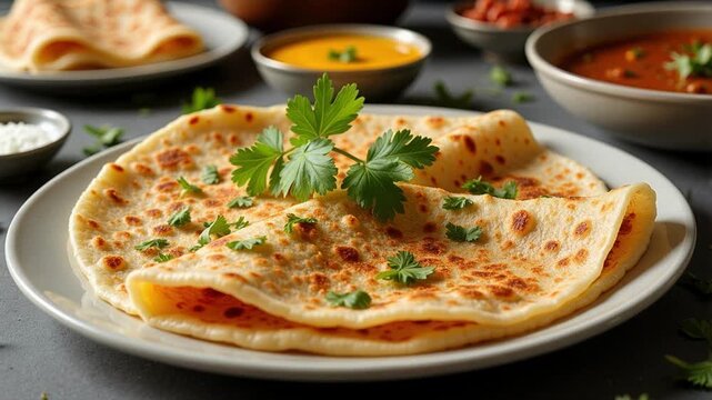 Delicious homemade paratha flatbread with flavourful curries, a perfect Indian meal to share with family and friends around the table with love and laughter