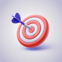 3D Dart Hitting Bullseye on Target darts game