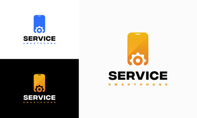 Phone Service logo designs concept vector, Phone Gear and Wrench logo symbol icon
