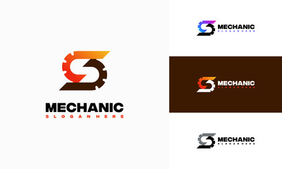 S Initial Gear Logo designs concept vector,  Mechanic logo designs concept