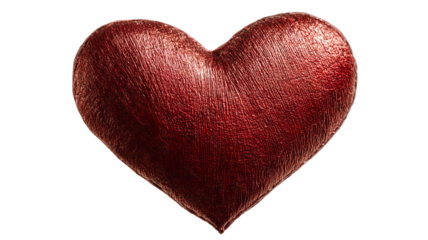 Red heart isolated on transparent background — high-resolution PNG cutout icon for love, romance, Valentine projects, social media stickers, wedding invitations, greeting cards, web and app UI