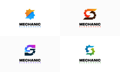 Obraz premium Set of S Initial Gear Logo designs concept vector, Mechanic logo designs concept
