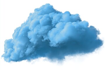 Fluffy, isolated cloud. Pastel blue & white gradient creates depth. Texture is soft & billowy. Background pure white