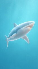 Fototapeta premium Shark powerful body concept, A majestic shark swimming gracefully through clear blue waters.