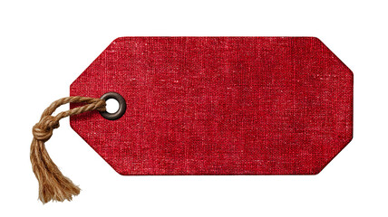 Blank red paper tag label — high-resolution isolated PNG cutout with clean white-background feel for pricing, gift tags, branding, packaging, and product mockups