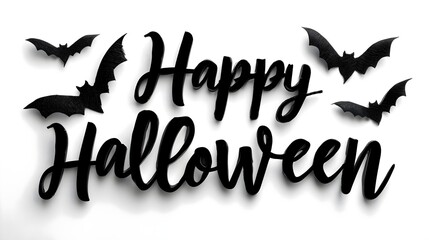 Enjoying Halloween festivities with elegant calligraphy and playful bat decorations at a festive celebration