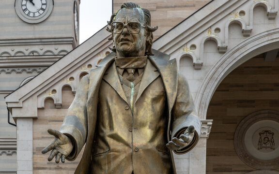 Statue of the author and statesman Ibrahim Rugova in downtown Pristina, Kosovo