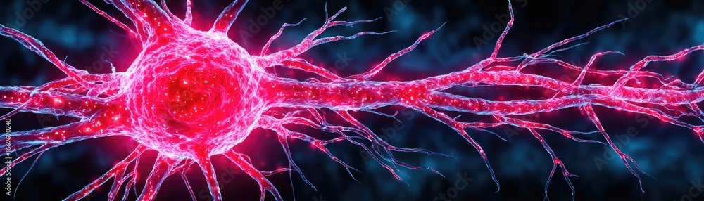 Poster blocked blood vessel causing poor artery circulation concept. illuminated neuron with synapses in vi