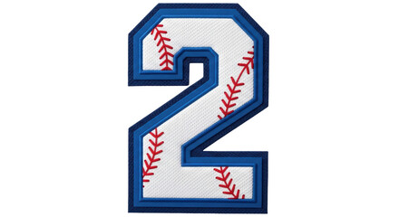 Isolated Baseball Number Two Applique