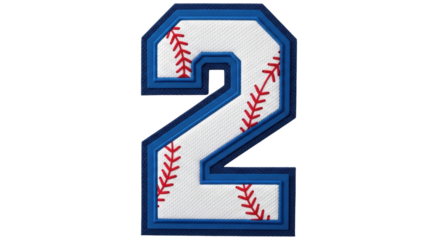 Isolated Baseball Number Two Applique