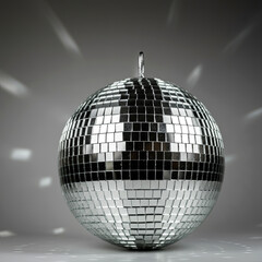 Fototapeta premium Shimmering disco ball reflecting light, capturing the essence of nightlife and dance floors