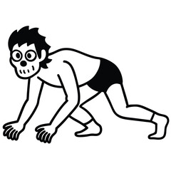 zombie crawling line art vector icon