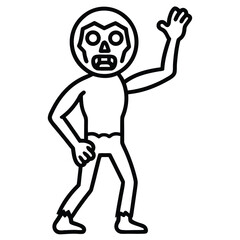 zombie rising hand line art vector icon